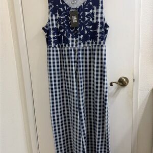 Hae Movement Navy and White Palaka Print Sleeveless Jumpsuit